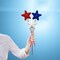 12-Piece Glittery Patriotic Star Picks – Red, White & Blue Foam Star Sticks for 4th of July, Memorial Day & Independence Day Party Table Centerpiece Decorations